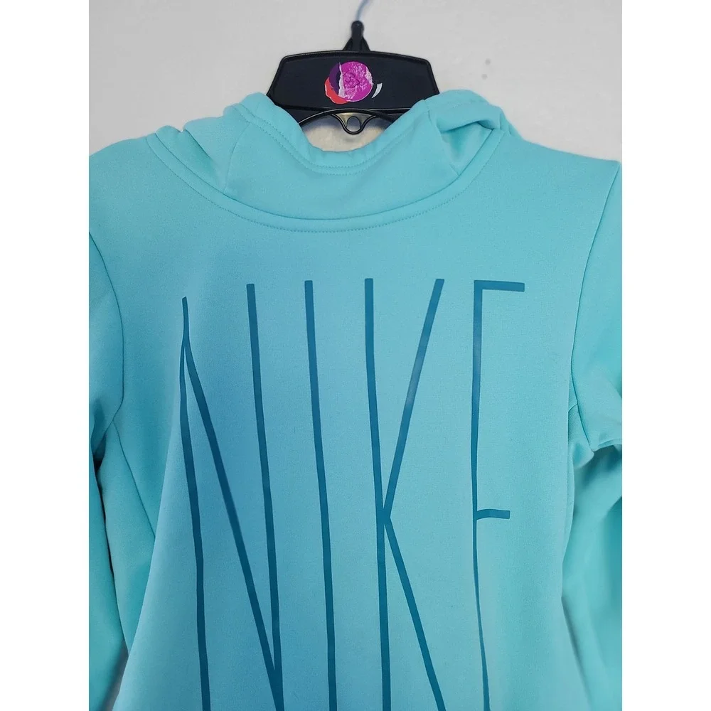 Nike Kids Dri Fit Teal Turquoise Hoodie Sweatshirt Pullover Size‎ M #4